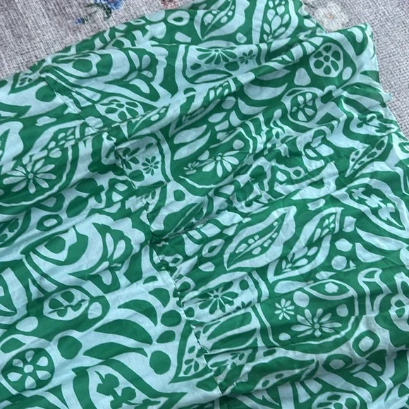 La Ligne Gathered Printed Cotton And Silk-blend Midi Dress In Kelly Green - Picture 5 of 7